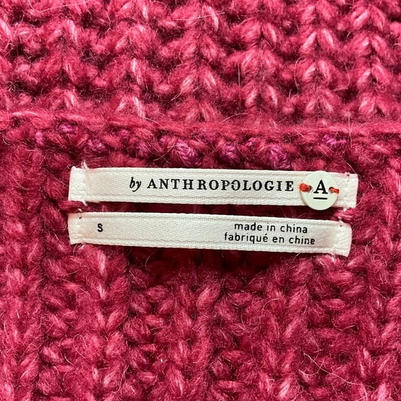 ANTHROPOLOGIE Acrylic Nylon Alpaca Blend Ramona Cable Knit V-Neck Sweater Sz S - Picture 6 of 12